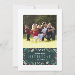 Winter Foliage Christmas Card - Teal