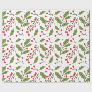 Winter foliage Christmas holly Wrapping Paper