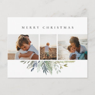 Winter Foliage Christmas Photo Collage Holiday Postcard