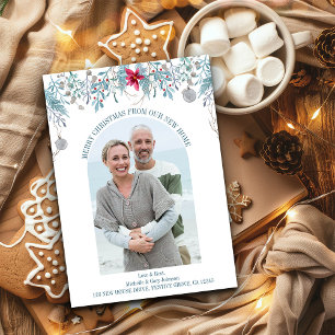 Winter Foliage Elegant Arch Photo Christmas Moving Announcement