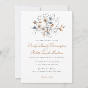 Winter Foliage Elegant Script All In One Wedding Invitation