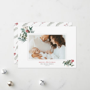 Winter Foliage Frame Christmas Photo Card
