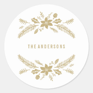 Winter Foliage Gold Classic Round Sticker