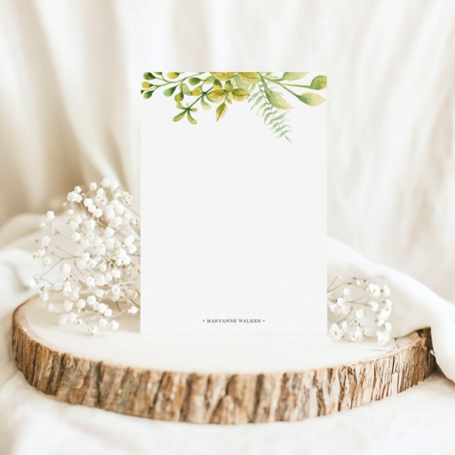 Winter Foliage Green Personalised Monogram Stationery (Creator Uploaded)