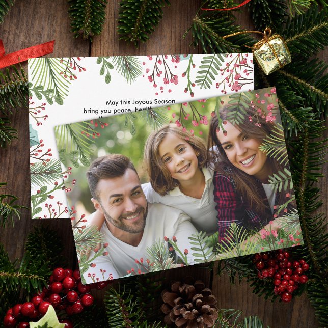 Winter Foliage Greenery Photo Holiday Card (Winter Foliage Greenery Photo Holiday Card)
