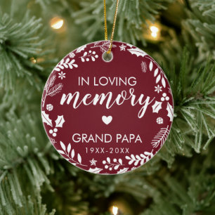 Winter Foliage In Loving Memory Memorial Photo Red Ceramic Tree Decoration