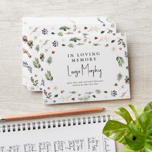 Winter Foliage Memorial Seed Packet Sympathy Favou Envelope (Stacked)