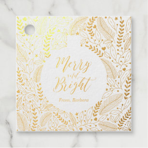 Winter Foliage   Merry & Bright Gold Foil Gift Tag