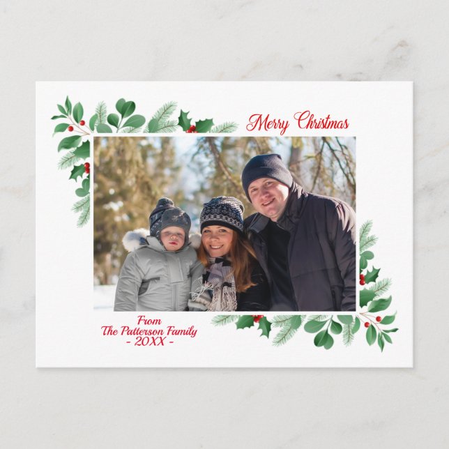 Winter Foliage Merry Christmas Photo Postcard (Front)