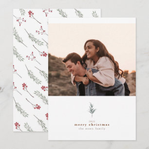 Winter Foliage Minimalist Christmas Photo Card