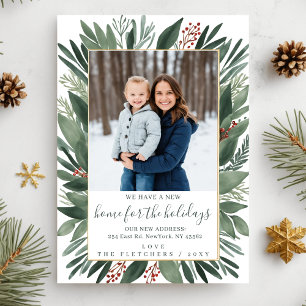 Winter Foliage New Home for Holidays Photo Moving Holiday Card
