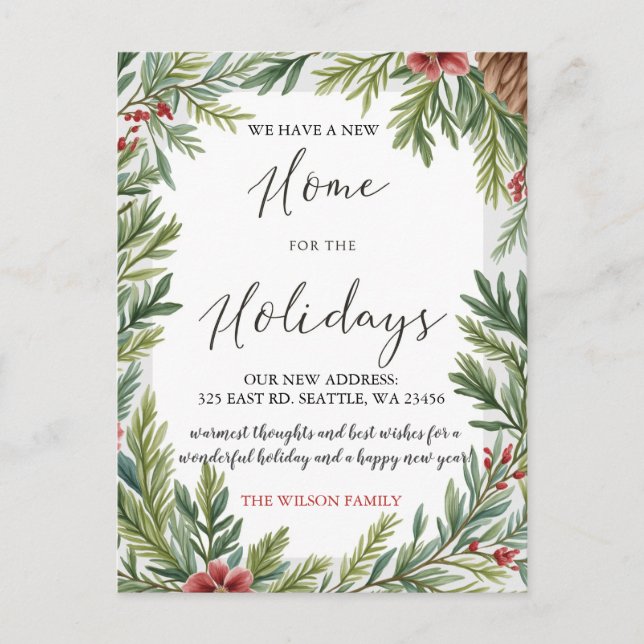 Winter Foliage New Home Holiday Moving Postcard (Front)