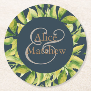 Winter Foliage Personalised Round Paper Coaster