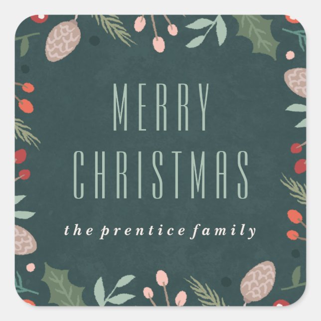 Winter Foliage Sticker - Teal (Front)