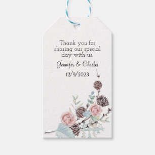 Winter Foliage Watercolor Wedding Gift Tags