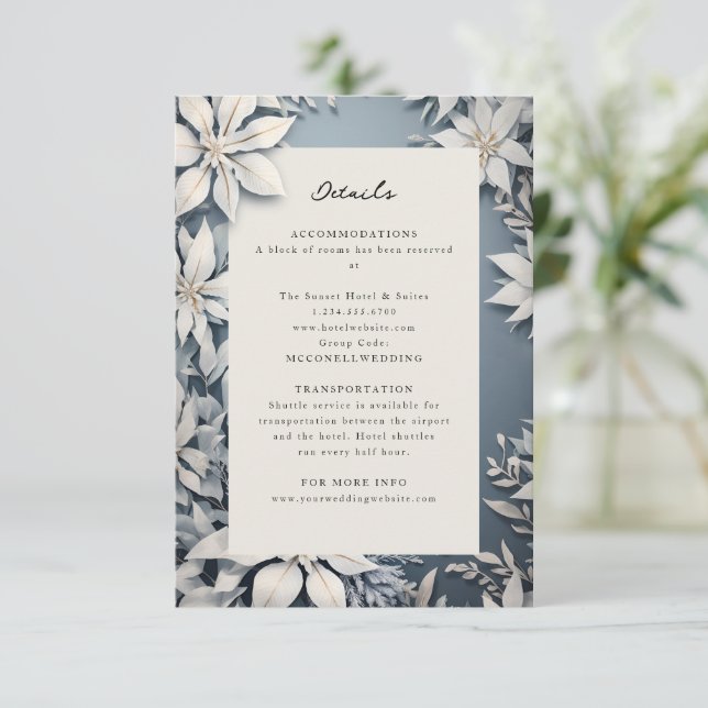 winter foliage wedding details enclosure card (Standing Front)