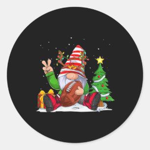 Winter Football Gnome Christmas  for Boys Kids  Classic Round Sticker