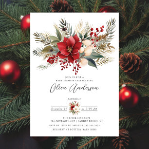 Winter Foral Baby Shower Invitation