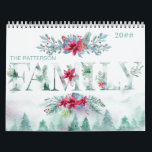 Winter Forest 2 Photos per Month Family 2022 Calendar<br><div class="desc">Create your own family calendar with up to 24 of your favourite photos, your name and the year. The cover has a watercolor winter forest scene with floral garlands and the word FAMILY in decorated letters. The design includes forest trees, pine cones, poinsettia, berries and foliage. The photo template is...</div>