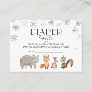Winter Forest Animal, Diaper Raffle Ticket Enclosure Card