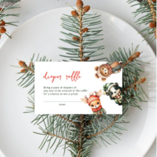 Winter Forest Animals Baby Shower Diaper Raffle Enclosure Card