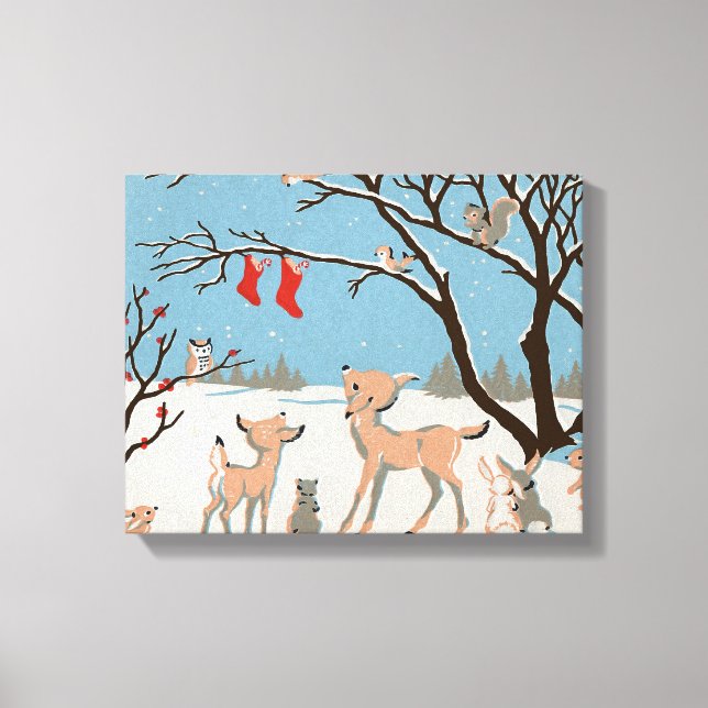 Winter Forest Animals Canvas Print (Front)