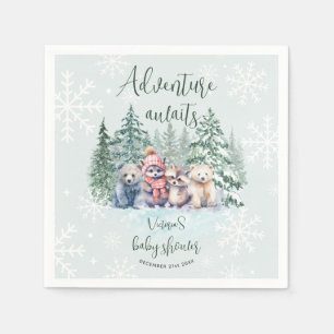 Winter Forest Animals In Snow Baby Shower Napkin