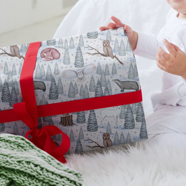 Winter Forest Animals Nature Christmas Pattern Wrapping Paper (Creator Uploaded)