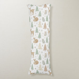Winter Forest Animals Seamless Pattern Body Cushion