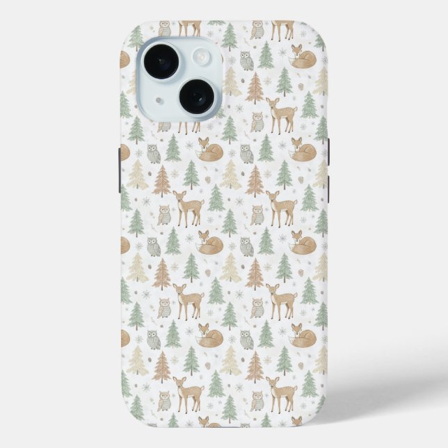 Winter Forest Animals Seamless Pattern Case-Mate iPhone Case (Back)