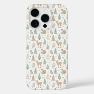 Winter Forest Animals Seamless Pattern iPhone 16 Pro Case