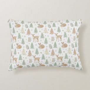 Winter Forest Animals Seamless Pattern Decorative Cushion