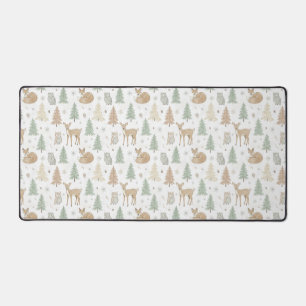 Winter Forest Animals Seamless Pattern Desk Mat