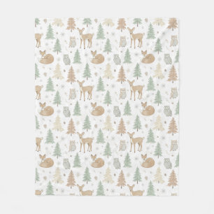 Winter Forest Animals Seamless Pattern Fleece Blanket