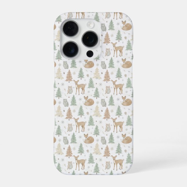 Winter Forest Animals Seamless Pattern iPhone Case (Back)