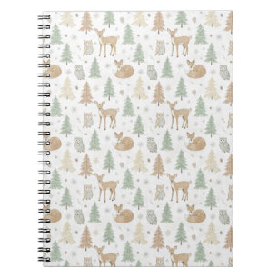 Winter Forest Animals Seamless Pattern Notebook