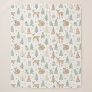 Winter Forest Animals Seamless Pattern Sherpa Blanket