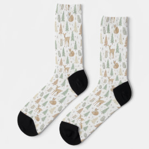 Winter Forest Animals Seamless Pattern Socks