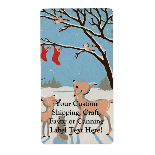 Winter Forest Animals Shipping Label