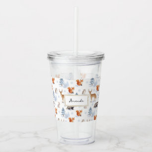 Winter Forest Animals Wildlife Christmas Acrylic Tumbler