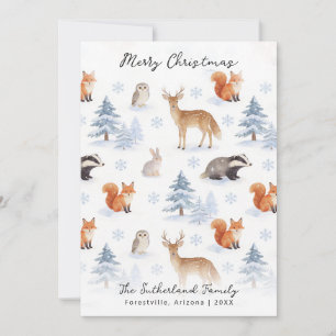 Winter Forest Animals Wildlife Christmas Holiday Card