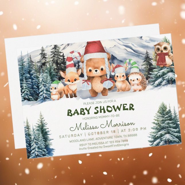 Winter Forest Animals Woodland Baby Boy Shower Invitation (Winter Forest Animals Woodland Baby Boy Shower Invitation)