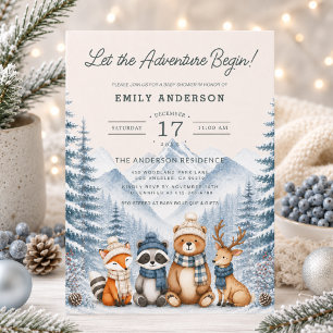 Winter Forest Animals Woodland Baby Shower Invitation