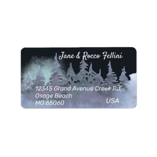 Winter forest at night custom address label