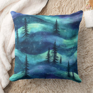 Winter Forest Aurora Pattern Cushion