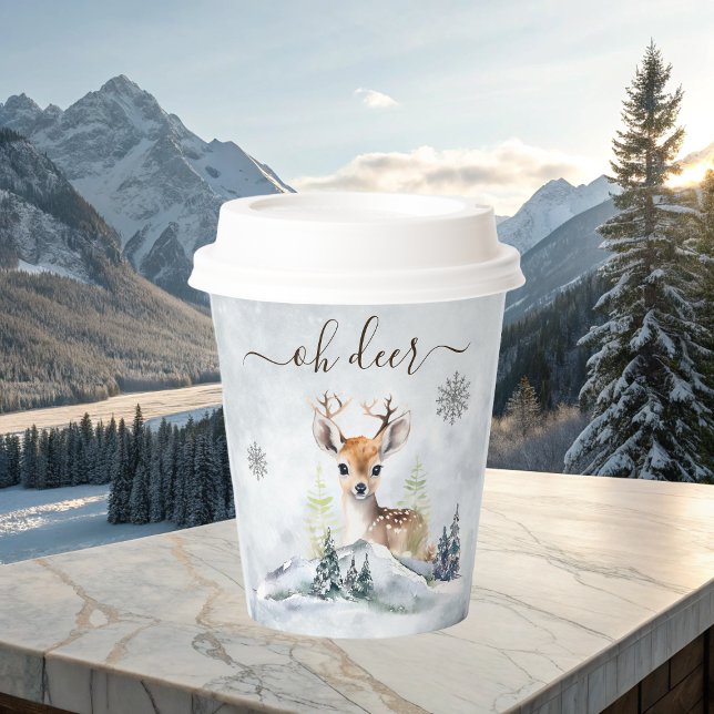Winter Forest Baby Deer Animal Baby Shower  Paper Cups (Winter Forest Baby Deer Animal Baby Shower Paper Cups)