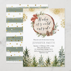 Winter Forest Baby Its Cold Outside Baby Shower Invitation