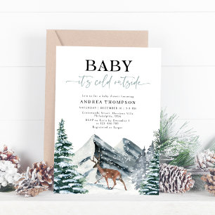 Winter Forest Baby It's Cold Outside Baby Shower Invitation