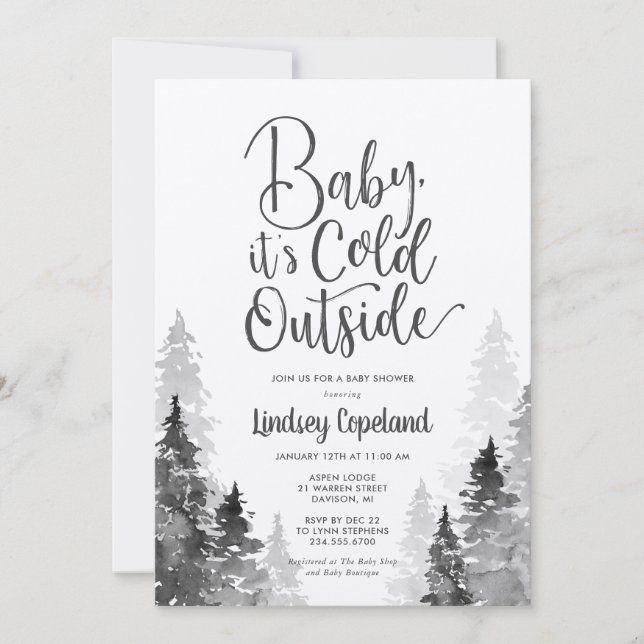 Winter Forest Baby Shower Invitation (Front)
