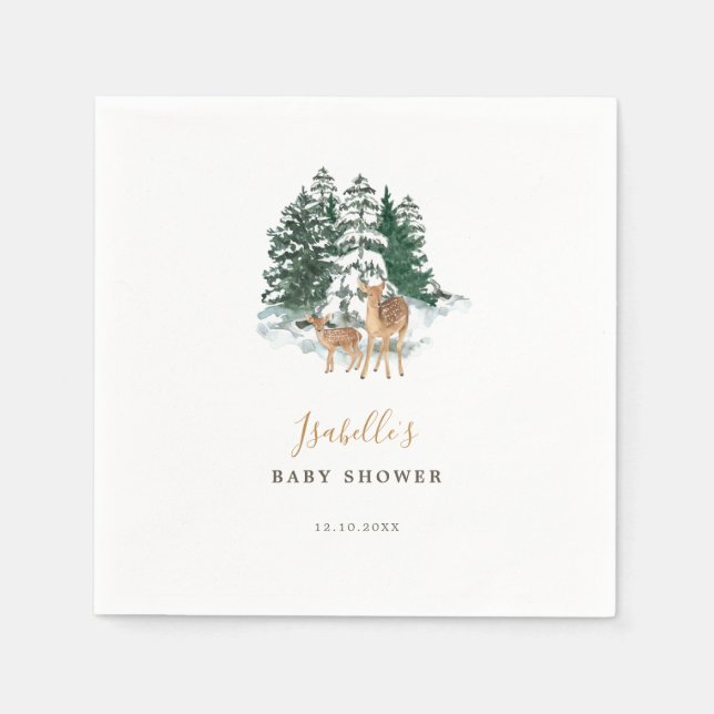 Winter Forest Baby Shower Napkin (Front)